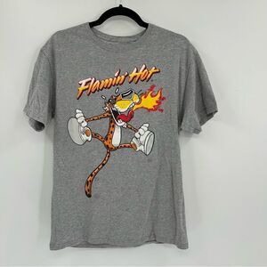 Men's Flamin Hot Cheetos Chester Cheetah Orange Grey Tee Medium